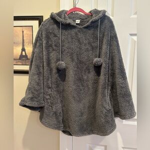 Gray Hooded Poncho